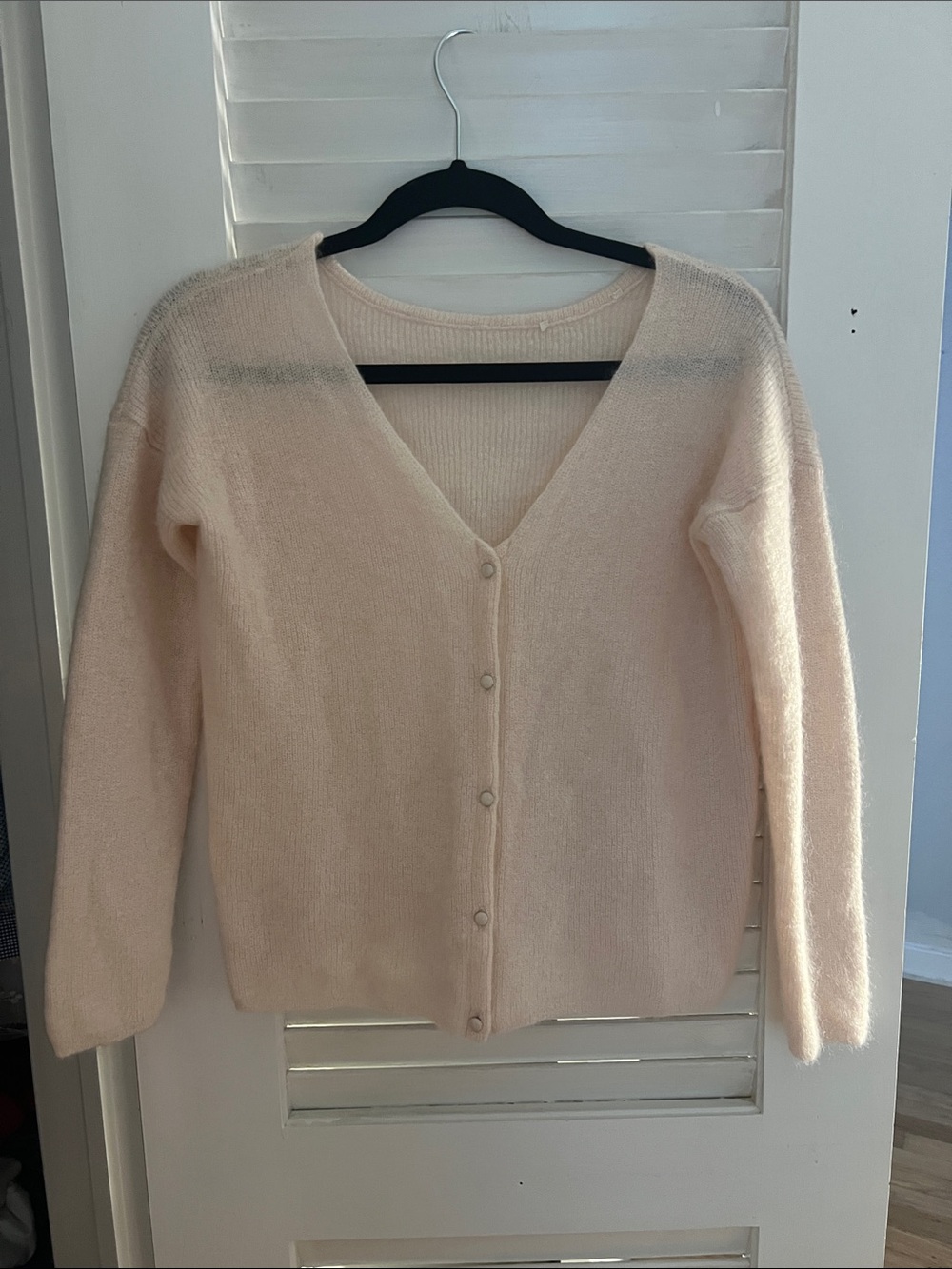 Sezane mohair and alpaca cardigan in Pale Blush
